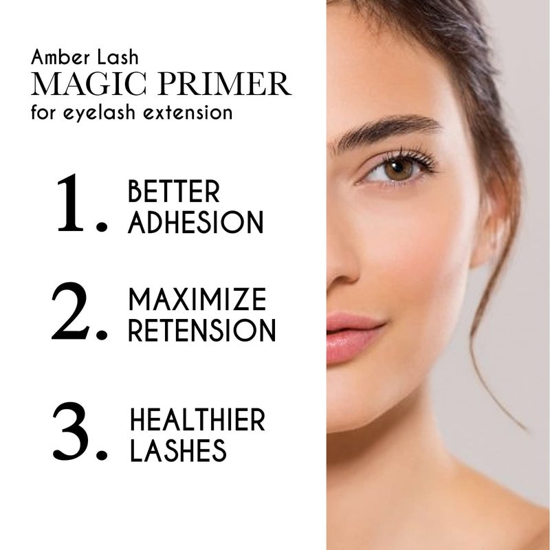 Amber Lash Magic Primer (6.0 fl.oz/180ml) Super Gentle Eyelash Extension Primer to Increases Adhesive Strength and Bonding Retention on Natural Lashes, Remove Makeup Residue, Oil, and dust from lashes - Image 2